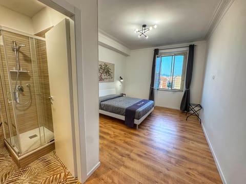 Shower, Bed, Bathroom, Photo of the whole room, Bedroom