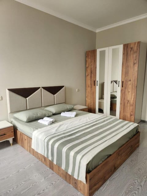 Bed, Photo of the whole room, Bedroom, towels, wardrobe