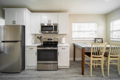 Kitchen or kitchenette, stove