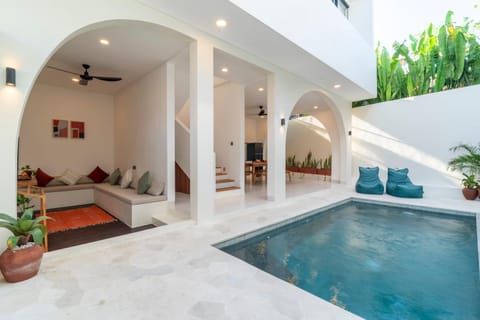 Living room, Seating area, Pool view, Swimming pool, sunbed