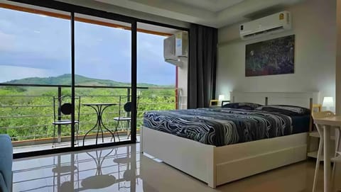 Bed, Natural landscape, Balcony/Terrace, Bedroom