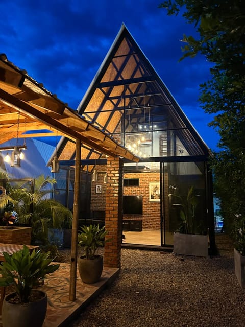 Property building, Night, Garden, Garden view