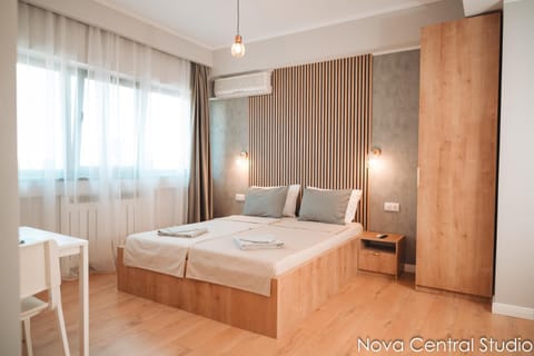 Bed, Photo of the whole room, Bedroom, towels, wardrobe, air conditioner