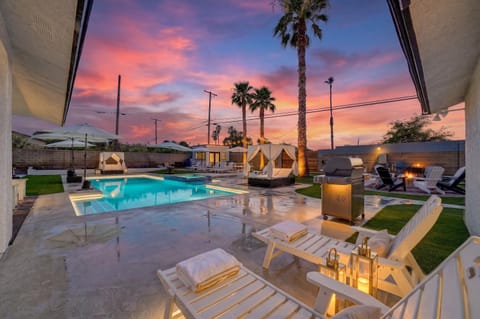 Patio, Day, Natural landscape, Pool view, Swimming pool, Sunrise, Sunset, sunbed