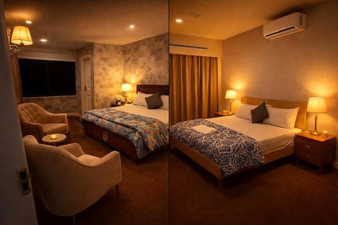 Bed, Living room, Photo of the whole room, Seating area, Bedroom, air conditioner