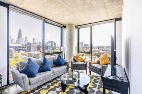Living room, Seating area, City view