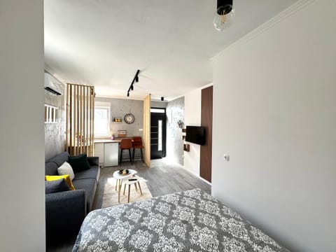 Bed, TV and multimedia, Living room, Seating area, Bedroom
