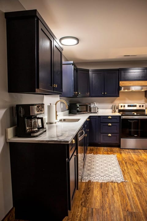 Coffee/tea facilities, Kitchen or kitchenette, oven, stove