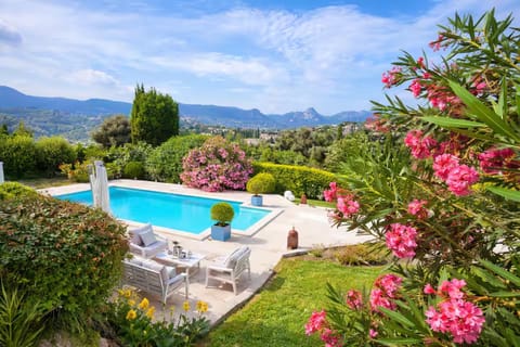 Patio, Spring, Natural landscape, Garden, Garden view, Mountain view, Pool view, Swimming pool, sunbed