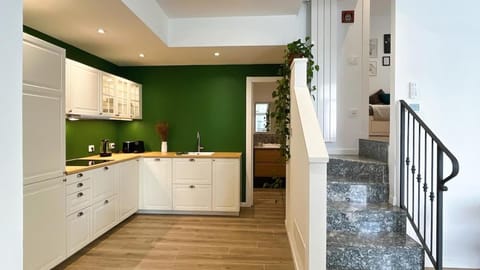 Kitchen or kitchenette, stove