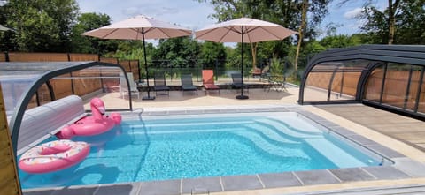 Patio, Natural landscape, Pool view, River view, Swimming pool, sunbed