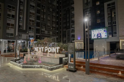 Property building, Text overlay, Swimming pool