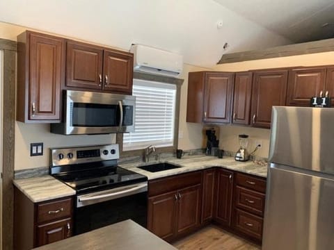 Kitchen or kitchenette, oven, stove, toaster