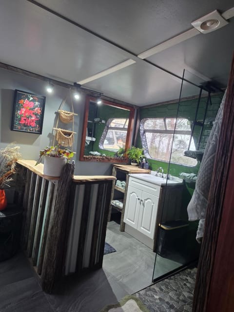 Banksia Bus Docked boat in Tasmania