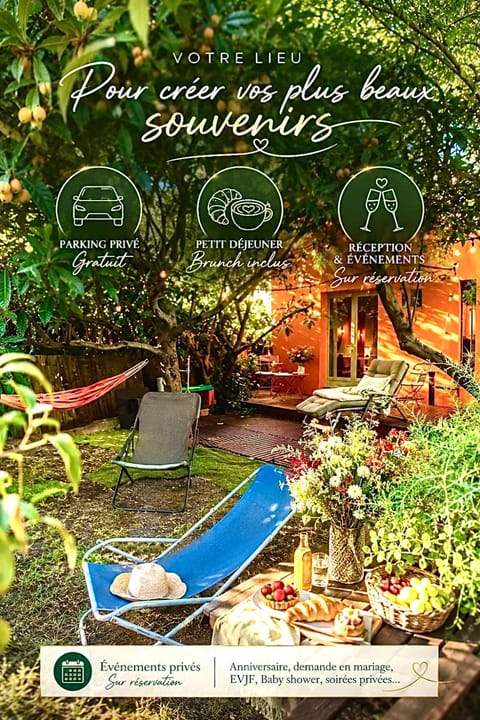 Garden, Text overlay, Garden view, Breakfast, sunbed