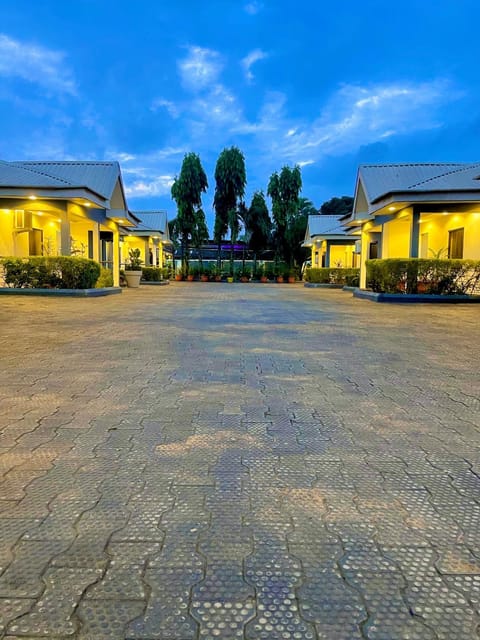 Property building, Night, Garden