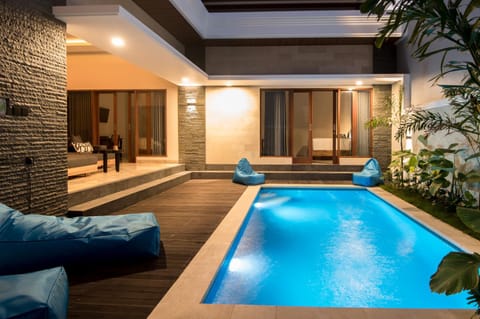 Night, Natural landscape, Pool view, Swimming pool, sunbed