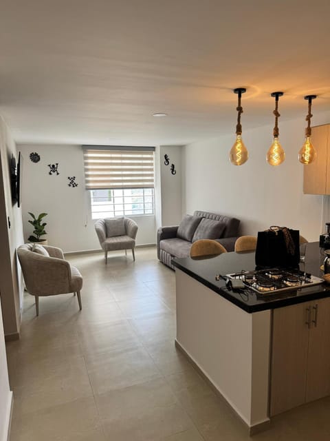 Kitchen or kitchenette, Living room, Seating area