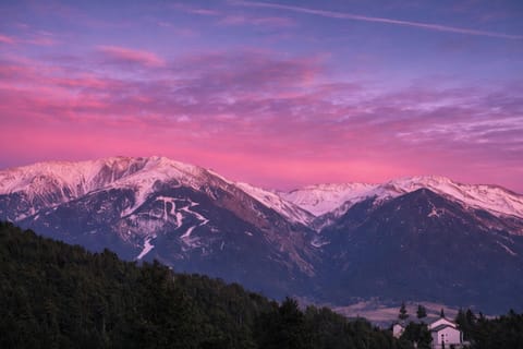 Property building, Natural landscape, Winter, Mountain view, Sunset