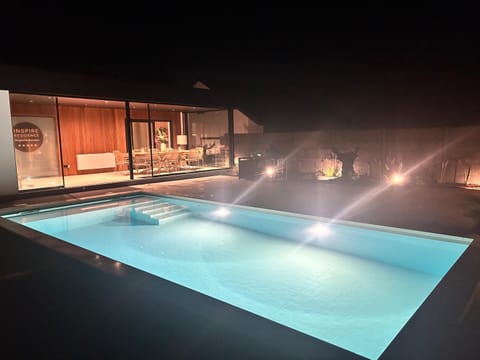 Night, Pool view, Swimming pool