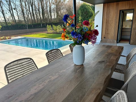 Patio, Day, Garden, Dining area, Pool view, Swimming pool