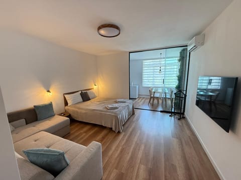 Bed, TV and multimedia, Living room, Photo of the whole room, Seating area, Evening entertainment, Bedroom