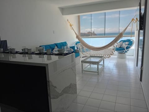 View (from property/room), Living room, Dining area, Sea view