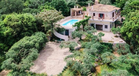 Property building, Day, Natural landscape, Bird's eye view, Garden, Garden view, Pool view, Swimming pool