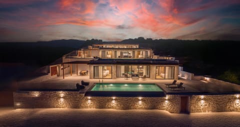 Property building, Night, Natural landscape, Pool view