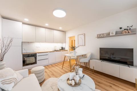 TV and multimedia, Kitchen or kitchenette, Living room, Seating area, stove