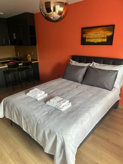 Bed, Photo of the whole room, towels