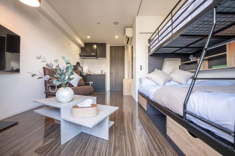 Bed, TV and multimedia, Photo of the whole room, Bedroom, bunk bed, towels, air conditioner