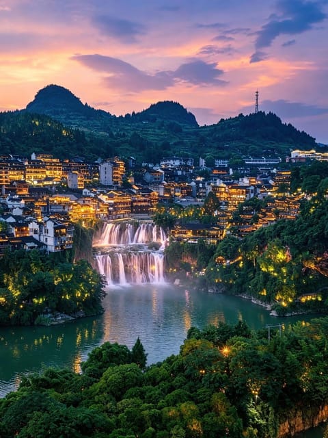Nearby landmark, Night, Natural landscape, Bird's eye view, City view