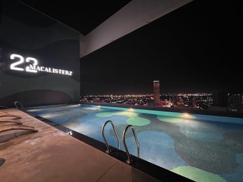 Night, Pool view, Swimming pool