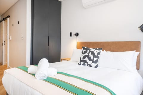 Bed, wardrobe, air conditioner