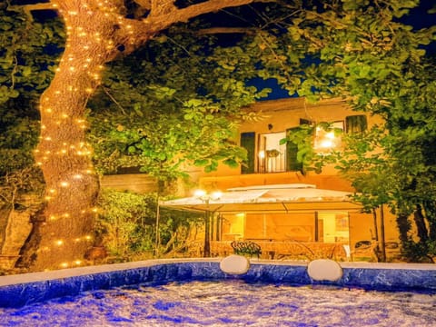 Property building, Night, Garden, Garden view, Pool view, Swimming pool