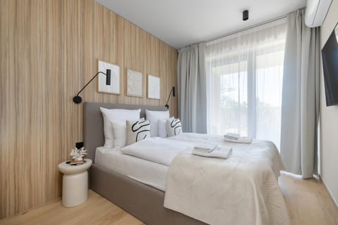 Bed, TV and multimedia, Bedroom, towels, air conditioner