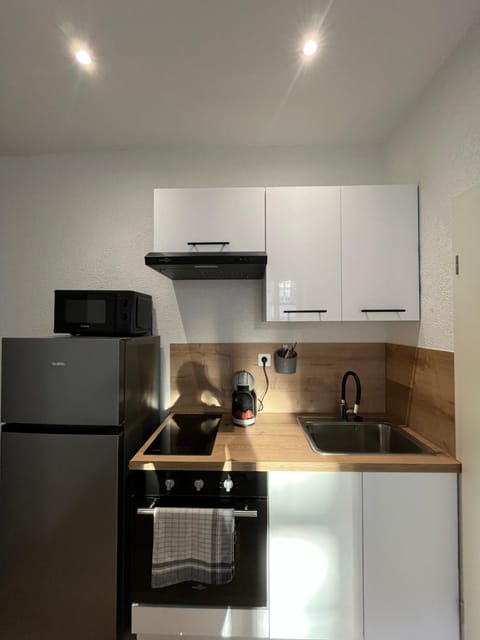 Kitchen or kitchenette, oven, stove, toaster