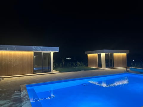 Property building, Night, Pool view, Swimming pool