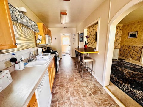 Kitchen or kitchenette, dishwasher, oven, stove