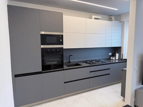 Kitchen or kitchenette, dishwasher, stove