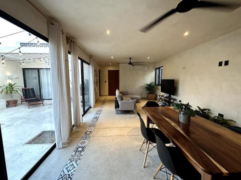 Balcony/Terrace, Living room, Dining area, Pool view