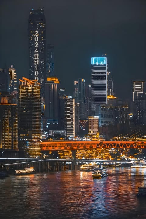 Nearby landmark, Night, Natural landscape, City view, River view