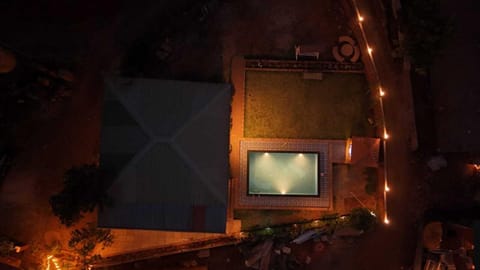 Property building, Night, Swimming pool