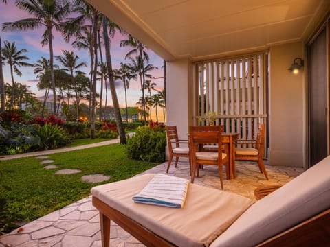 Patio, Seating area, Garden view, sunbed