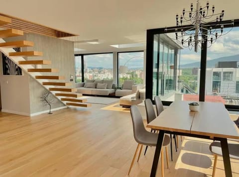 View (from property/room), Living room, Seating area, Dining area