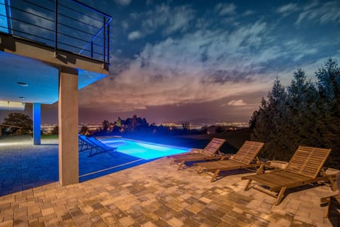 Patio, Natural landscape, Pool view, Swimming pool, sunbed