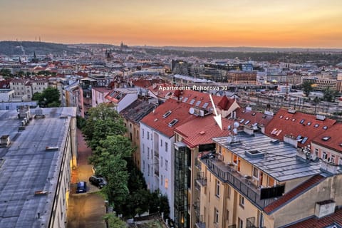 Neighbourhood, Bird's eye view, City view, Street view, Sunset