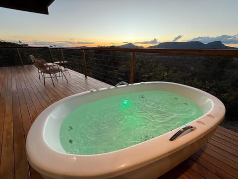 Hot Tub, View (from property/room), Mountain view, Sunset