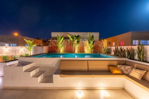 Night, Pool view, Swimming pool